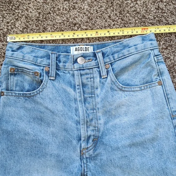 Agolde Riley High Rise Straight Cropped Denim Button-Fly Jeans Size 26 - Picture 3 of 13